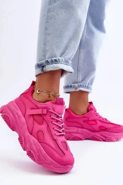 Outlet Boto Sneakersy Damskie Na Masywnej Platformie Fuksja Agnenia