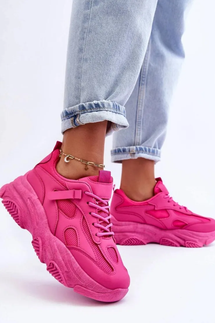 Outlet Boto Sneakersy Damskie Na Masywnej Platformie Fuksja Agnenia