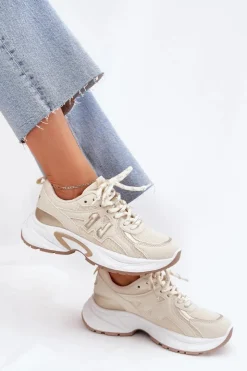 Best Boto Sneakersy Damskie Na Masywnej Podeszwie Beżowe Davira