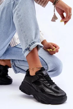 Boto Sneakersy Damskie*Sneakersy Damskie Na Masywnej Platformie Czarne Agnenia