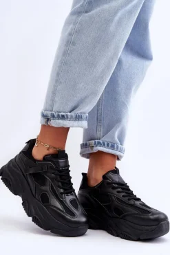 Boto Sneakersy Damskie*Sneakersy Damskie Na Masywnej Platformie Czarne Agnenia