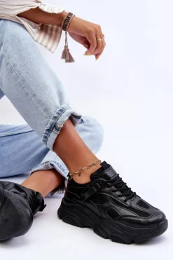 Boto Sneakersy Damskie*Sneakersy Damskie Na Masywnej Platformie Czarne Agnenia