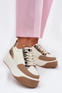 Boto Buty Sportowe Na Platformie|Sneakersy Damskie*Sneakersy Damskie Na Masywnej Platformie Zebra Beżowe Tamorniel Beżowy