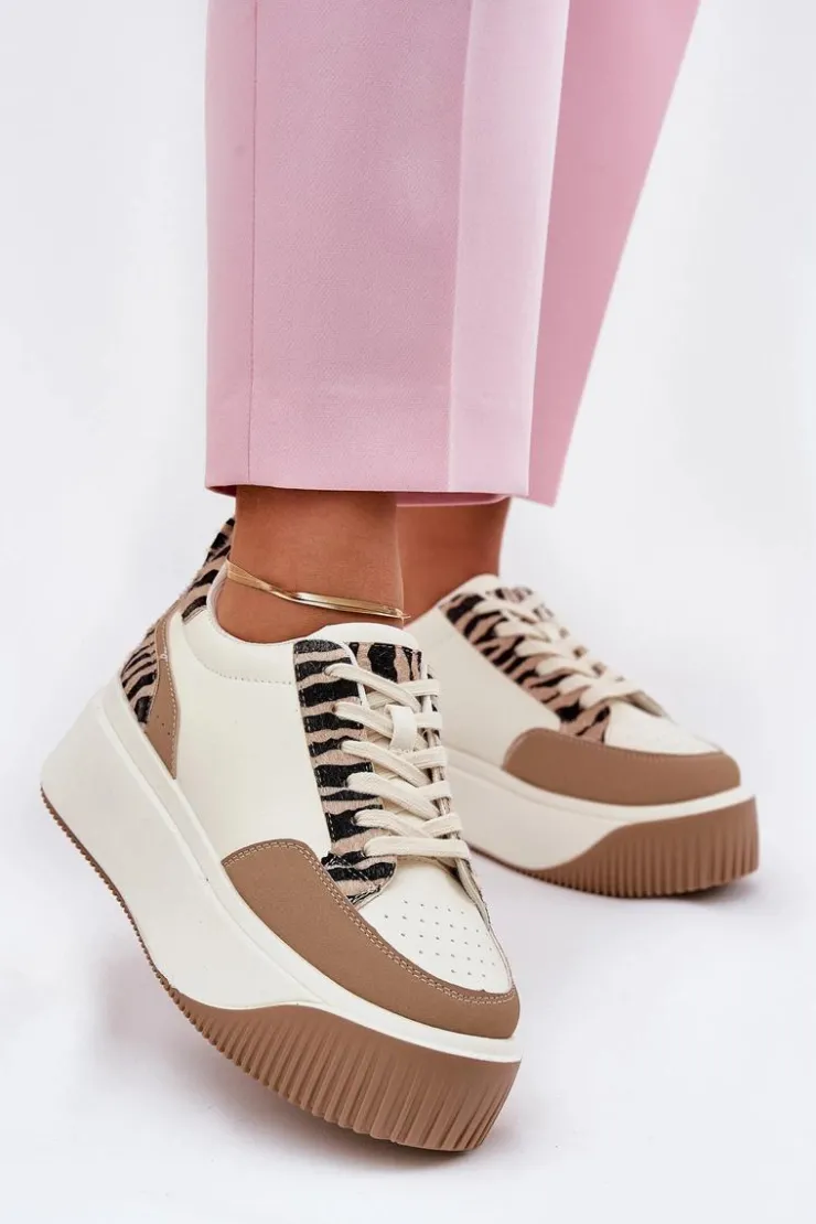 Boto Buty Sportowe Na Platformie|Sneakersy Damskie*Sneakersy Damskie Na Masywnej Platformie Zebra Beżowe Tamorniel Beżowy