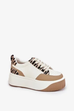 Boto Buty Sportowe Na Platformie|Sneakersy Damskie*Sneakersy Damskie Na Masywnej Platformie Zebra Beżowe Tamorniel Beżowy