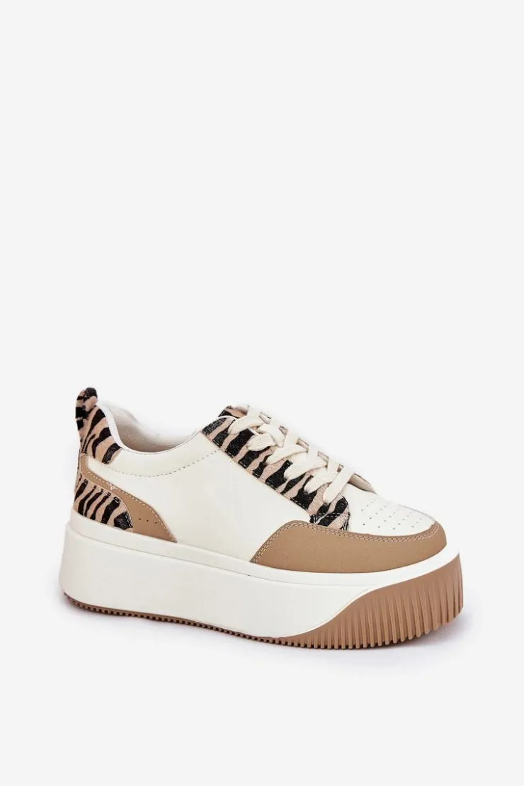 Boto Buty Sportowe Na Platformie|Sneakersy Damskie*Sneakersy Damskie Na Masywnej Platformie Zebra Beżowe Tamorniel Beżowy
