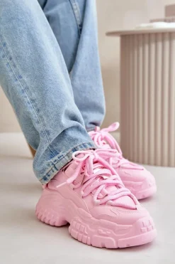 Damskie Boto Sneakersy Damskie Na Masywnej Podeszwie Różowe Nevela