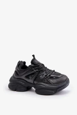 Boto Sneakersy Damskie*Sneakersy Damskie Na Masywnej Podeszwie Czarne Amoserna