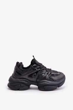 Boto Sneakersy Damskie*Sneakersy Damskie Na Masywnej Podeszwie Czarne Amoserna