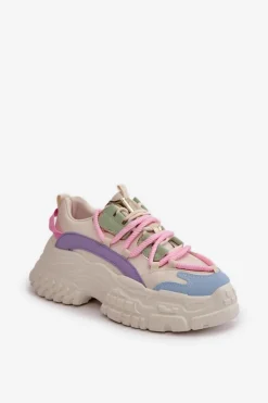 Best Boto Sneakersy Damskie Na Masywnej Podeszwie Multikolor Nevela Wielokolorowy