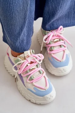 Best Boto Sneakersy Damskie Na Masywnej Podeszwie Multikolor Nevela Wielokolorowy