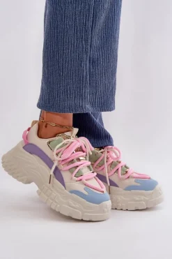 Best Boto Sneakersy Damskie Na Masywnej Podeszwie Multikolor Nevela Wielokolorowy