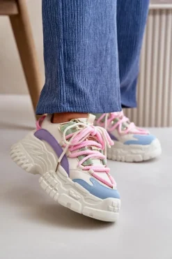 Best Boto Sneakersy Damskie Na Masywnej Podeszwie Multikolor Nevela Wielokolorowy