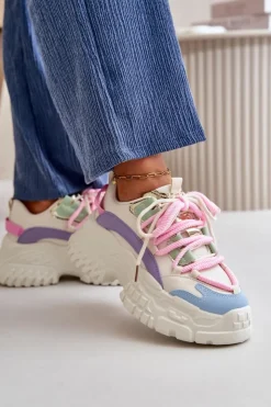 Best Boto Sneakersy Damskie Na Masywnej Podeszwie Multikolor Nevela Wielokolorowy