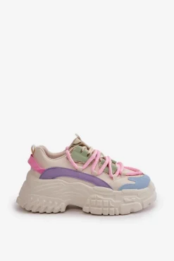 Best Boto Sneakersy Damskie Na Masywnej Podeszwie Multikolor Nevela Wielokolorowy