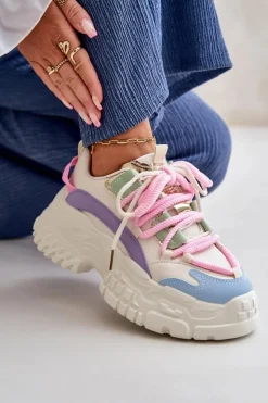 Best Boto Sneakersy Damskie Na Masywnej Podeszwie Multikolor Nevela Wielokolorowy