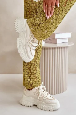 Clearance Boto Sneakersy Damskie Na Masywnej Podeszwie Jasnobeżowe Nevela Beżowy