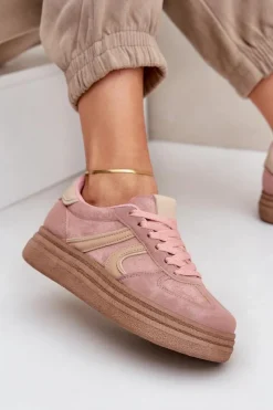 Damskie Boto Sneakersy Damskie Na Platformie Różowe Lesida