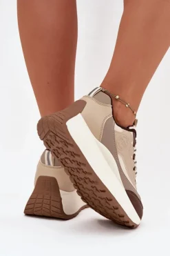 Damskie Big Star Shoes Sneakersy Damskie Na Platformie Big Star SS274002 HI-POLY SYSTEM Beżowe