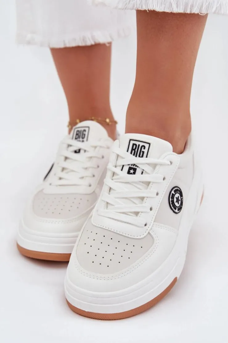Big Star Shoes Buty Sportowe Big Star|Sneakersy Damskie*Sneakersy Damskie Na Platformie Big Star RR274572 HI-POLY SYSTEM Białe Biały