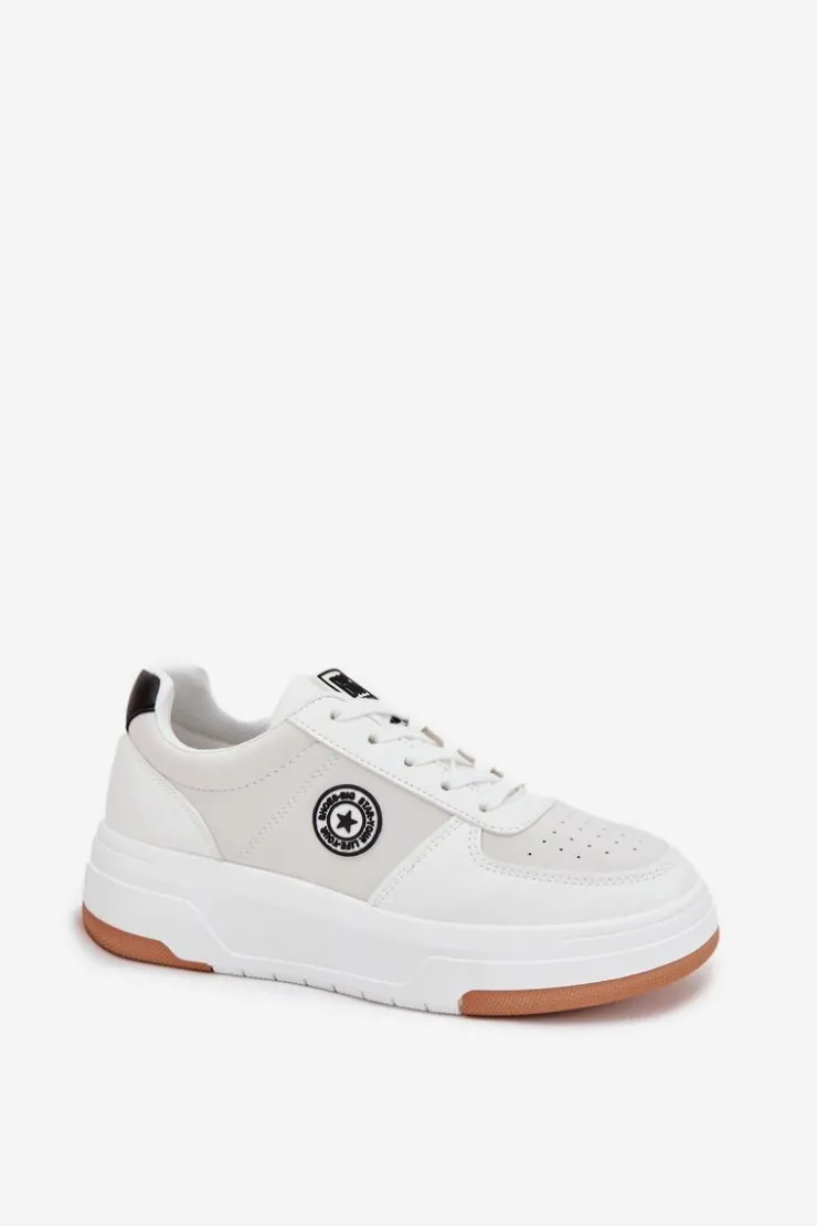 Big Star Shoes Buty Sportowe Big Star|Sneakersy Damskie*Sneakersy Damskie Na Platformie Big Star RR274572 HI-POLY SYSTEM Białe Biały