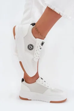 Big Star Shoes Buty Sportowe Big Star|Sneakersy Damskie*Sneakersy Damskie Na Platformie Big Star RR274572 HI-POLY SYSTEM Białe Biały