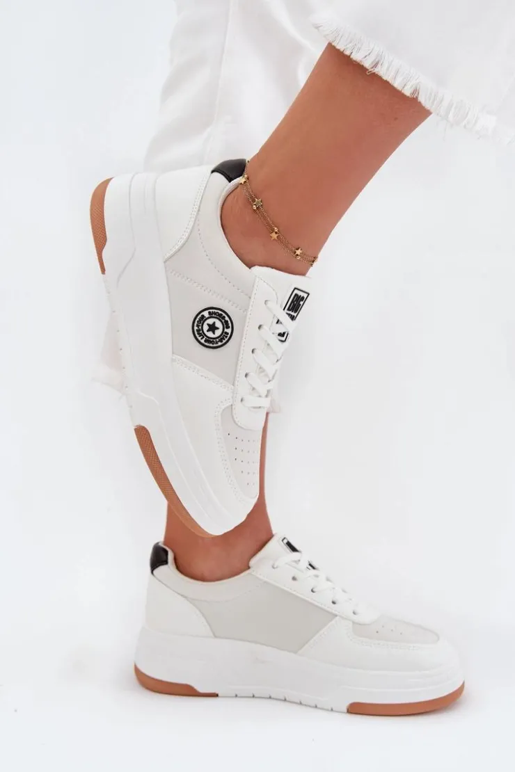 Big Star Shoes Buty Sportowe Big Star|Sneakersy Damskie*Sneakersy Damskie Na Platformie Big Star RR274572 HI-POLY SYSTEM Białe Biały