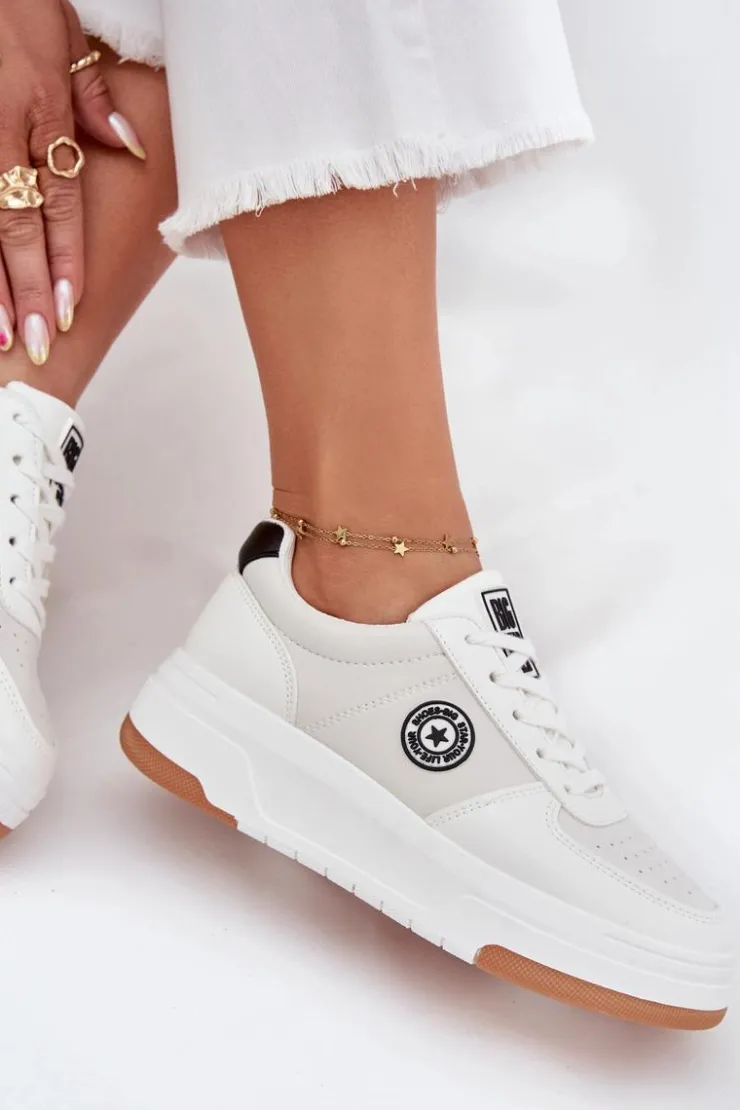 Big Star Shoes Buty Sportowe Big Star|Sneakersy Damskie*Sneakersy Damskie Na Platformie Big Star RR274572 HI-POLY SYSTEM Białe Biały