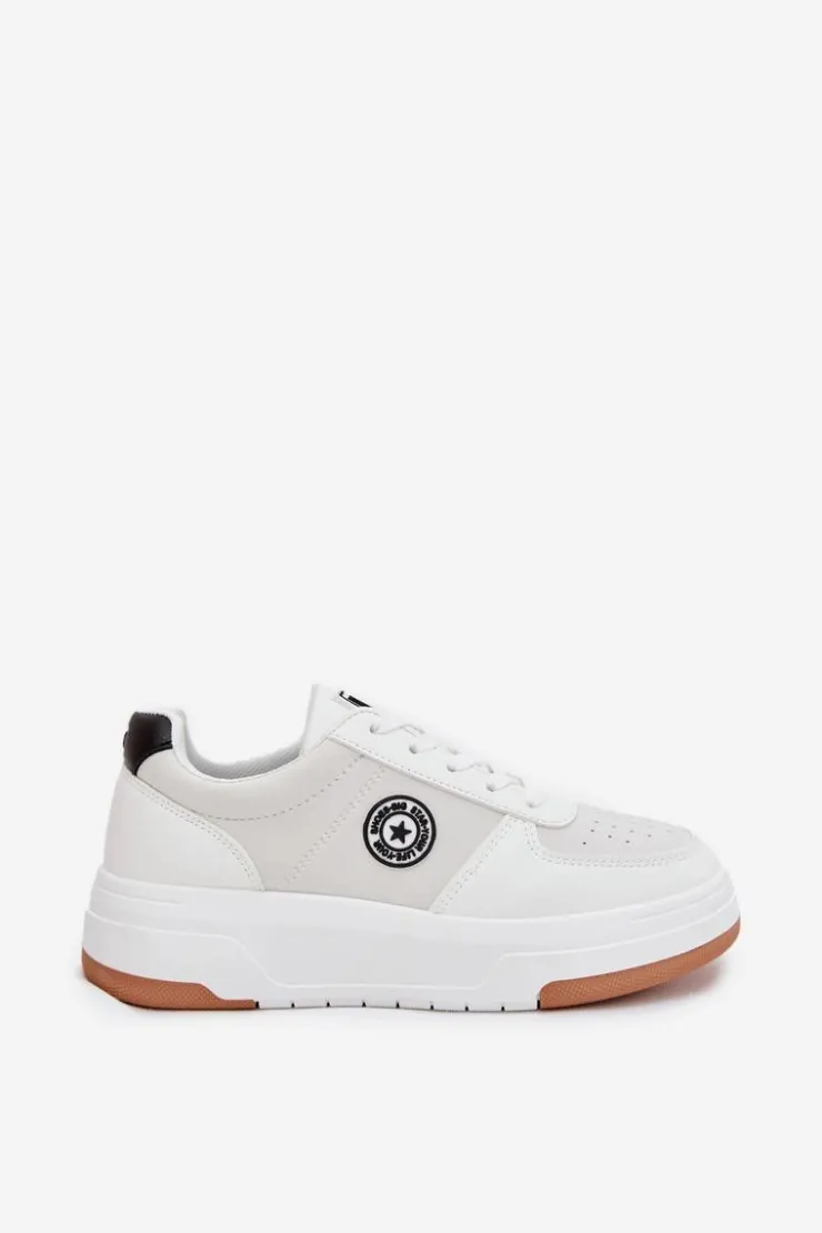 Big Star Shoes Buty Sportowe Big Star|Sneakersy Damskie*Sneakersy Damskie Na Platformie Big Star RR274572 HI-POLY SYSTEM Białe Biały