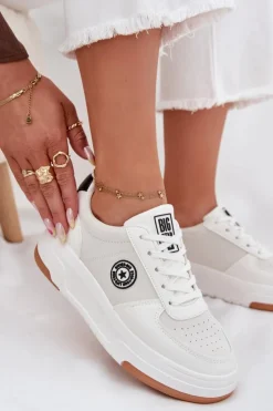 Big Star Shoes Buty Sportowe Big Star|Sneakersy Damskie*Sneakersy Damskie Na Platformie Big Star RR274572 HI-POLY SYSTEM Białe Biały