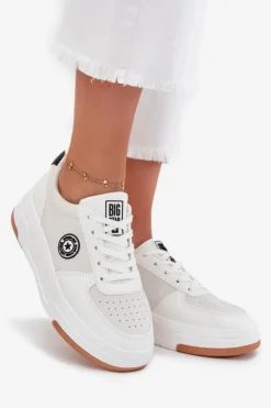 Big Star Shoes Buty Sportowe Big Star|Sneakersy Damskie*Sneakersy Damskie Na Platformie Big Star RR274572 HI-POLY SYSTEM Białe Biały