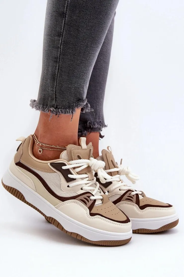 Boto Sneakersy Damskie*Sneakersy Damskie Na Platformie Brązowe Etnaria Brązowy