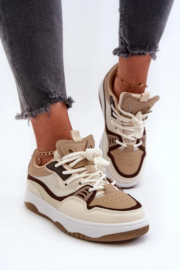 Boto Sneakersy Damskie*Sneakersy Damskie Na Platformie Brązowe Etnaria Brązowy