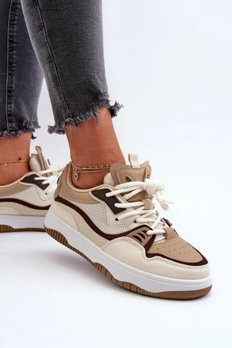 Boto Sneakersy Damskie*Sneakersy Damskie Na Platformie Brązowe Etnaria Brązowy