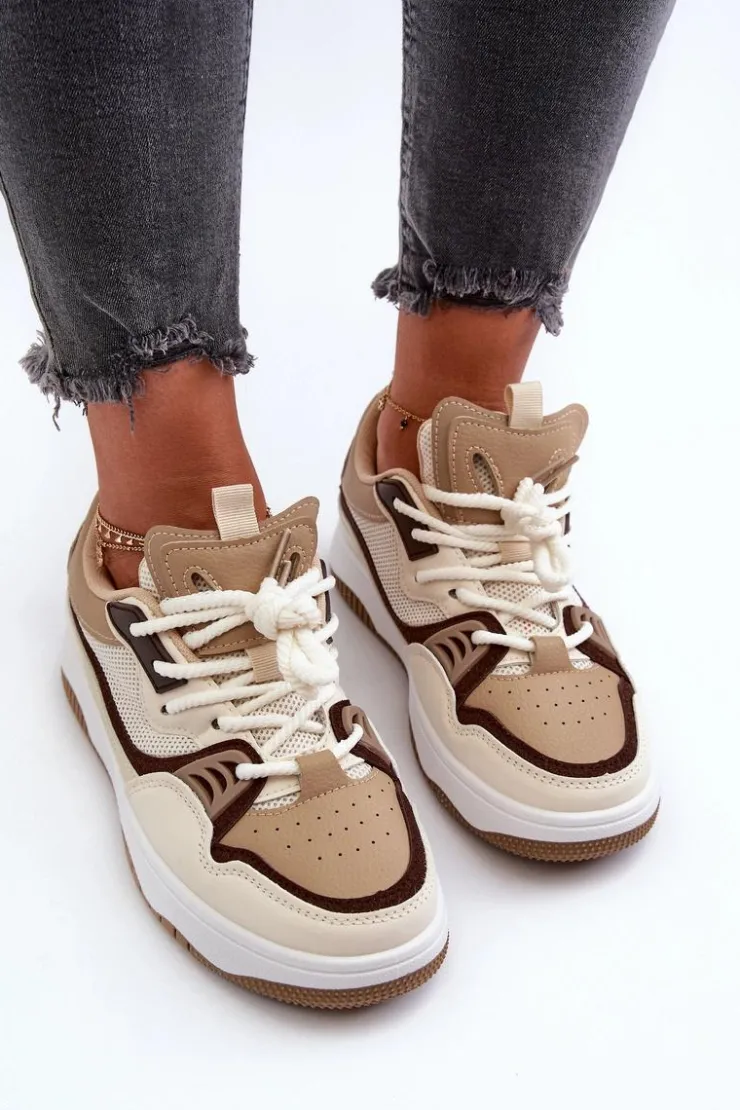 Boto Sneakersy Damskie*Sneakersy Damskie Na Platformie Brązowe Etnaria Brązowy