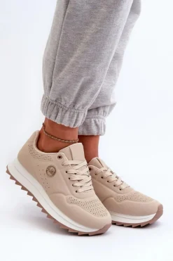 Damskie Boto Sneakersy Damskie Na Platformie Beżowe Rottiana