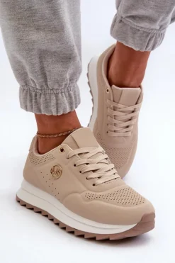 Damskie Boto Sneakersy Damskie Na Platformie Beżowe Rottiana