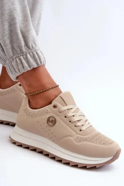 Damskie Boto Sneakersy Damskie Na Platformie Beżowe Rottiana