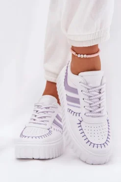 Discount Boto Sneakersy Damskie Na Platformie Fioletowe Ofenale Fioletowy