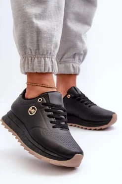 Boto Sneakersy Damskie*Sneakersy Damskie Na Platformie Czarne Rottiana