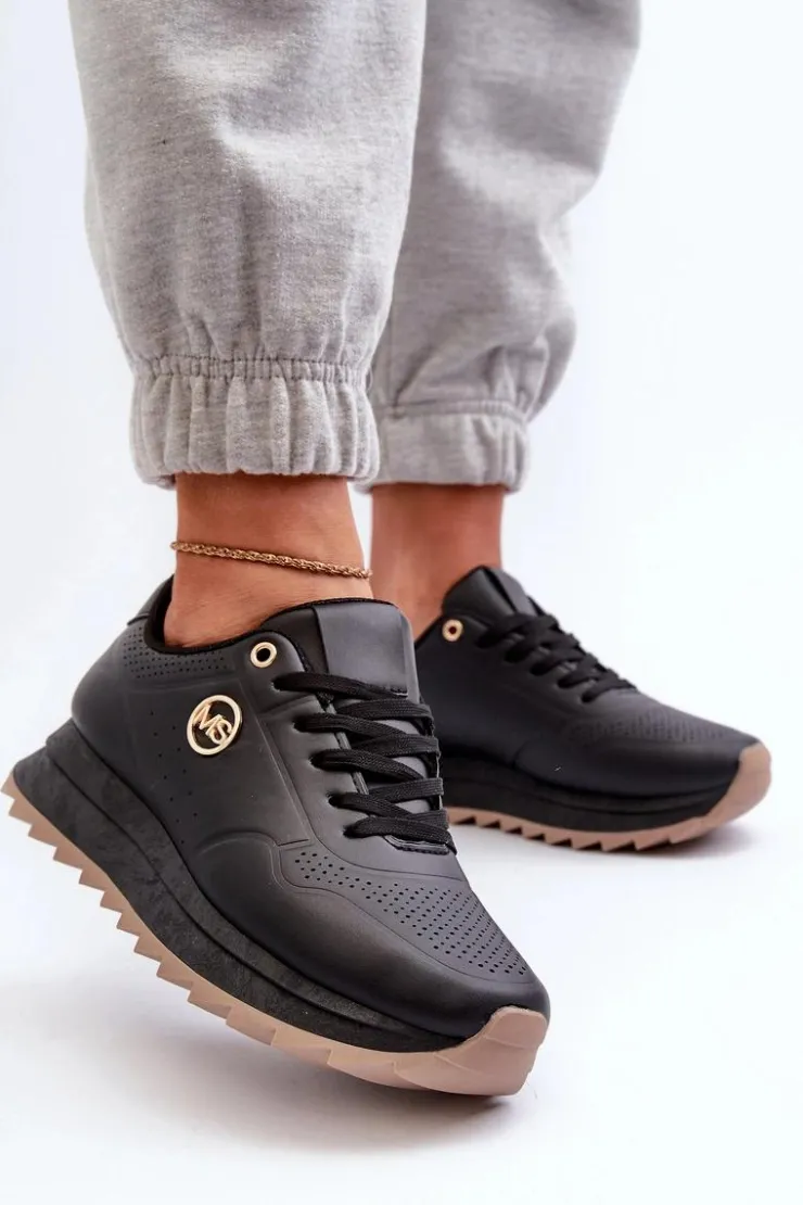 Boto Sneakersy Damskie*Sneakersy Damskie Na Platformie Czarne Rottiana