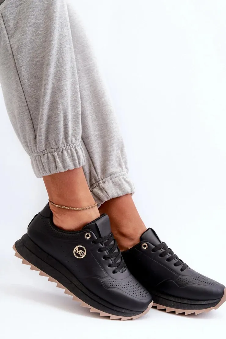 Boto Sneakersy Damskie*Sneakersy Damskie Na Platformie Czarne Rottiana