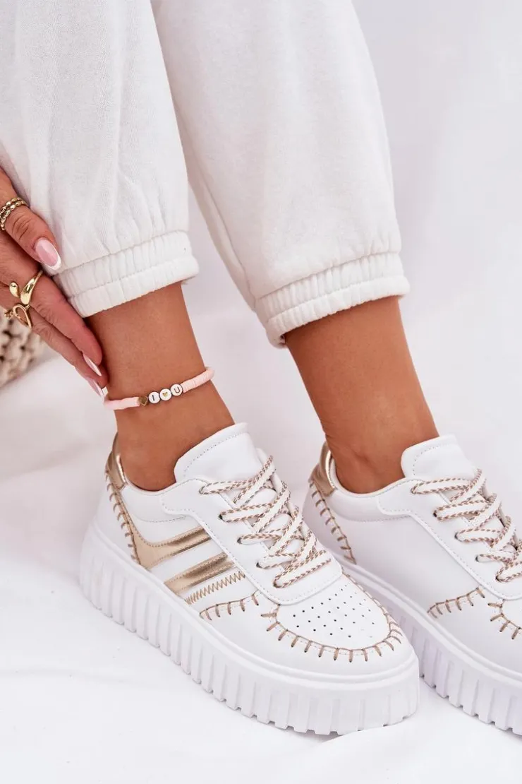 Online Boto Sneakersy Damskie Na Platformie Złote Ofenale