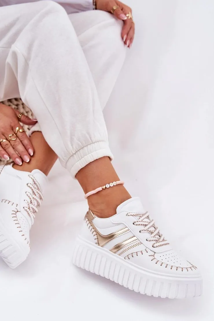 Online Boto Sneakersy Damskie Na Platformie Złote Ofenale