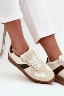 New Boto Sneakersy Damskie Na Platformie Beżowe Galivina