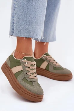 Damskie Boto Sneakersy Damskie Na Platformie Zielone Dovina
