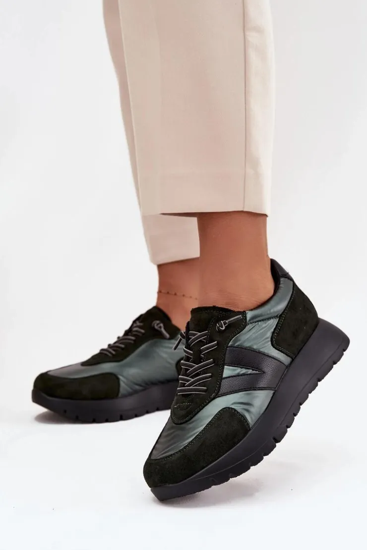 Buty damskie Vinceza Sneakersy Damskie*Sneakersy Damskie Na Platformie Vinceza 58561 Ciemnozielone Zielony