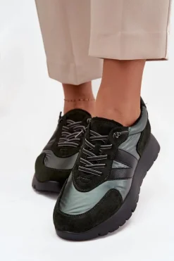 Buty damskie Vinceza Sneakersy Damskie*Sneakersy Damskie Na Platformie Vinceza 58561 Ciemnozielone Zielony