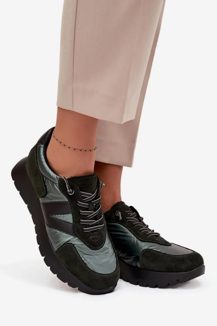 Buty damskie Vinceza Sneakersy Damskie*Sneakersy Damskie Na Platformie Vinceza 58561 Ciemnozielone Zielony