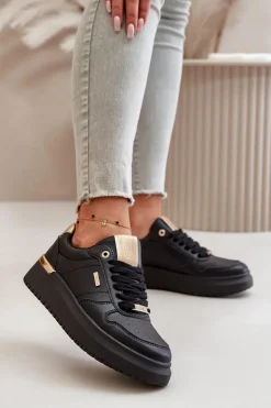 Damskie Big Star Shoes Sneakersy Damskie Na Platformie Big Star OO274758 HI-POLY SYSTEM Czarne